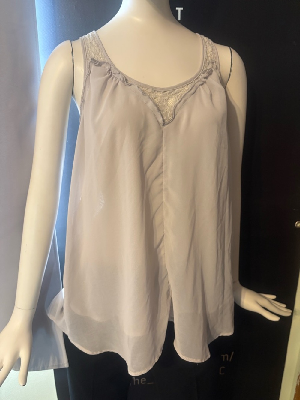 Alexandra Bartlett Cream Lace-Front Chiffon Top